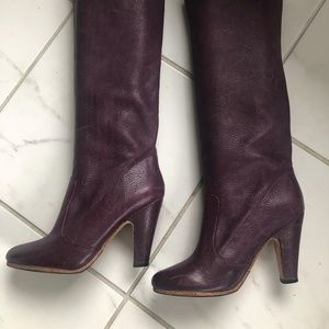 Purple leather boots